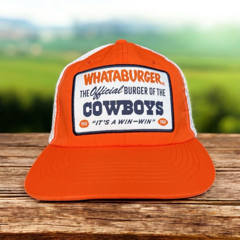 Whataburger x Dallas Cowboys Trucker Mesh Hat Snapback Orange White Adults